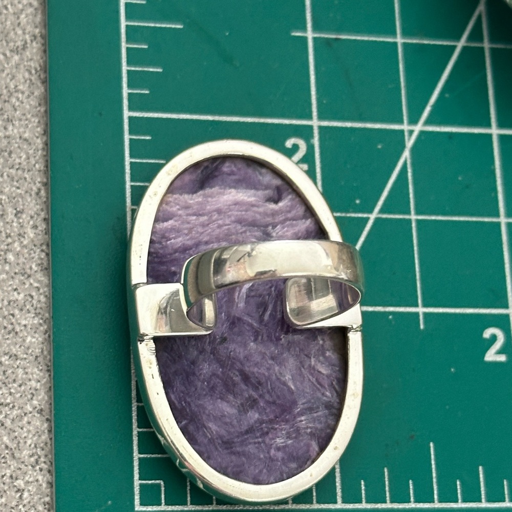 Charoite Statement Sterling Silver Ring - image 6